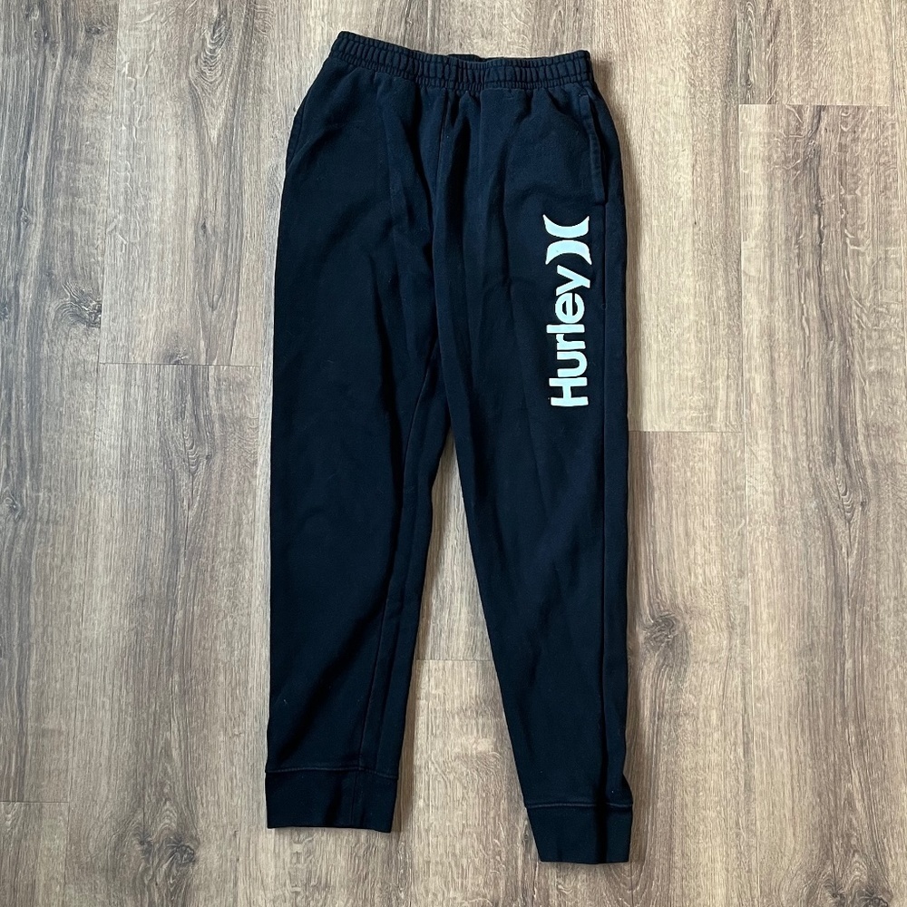 Hurley Black Logo Sweatpants Sz 18/20 or women XS